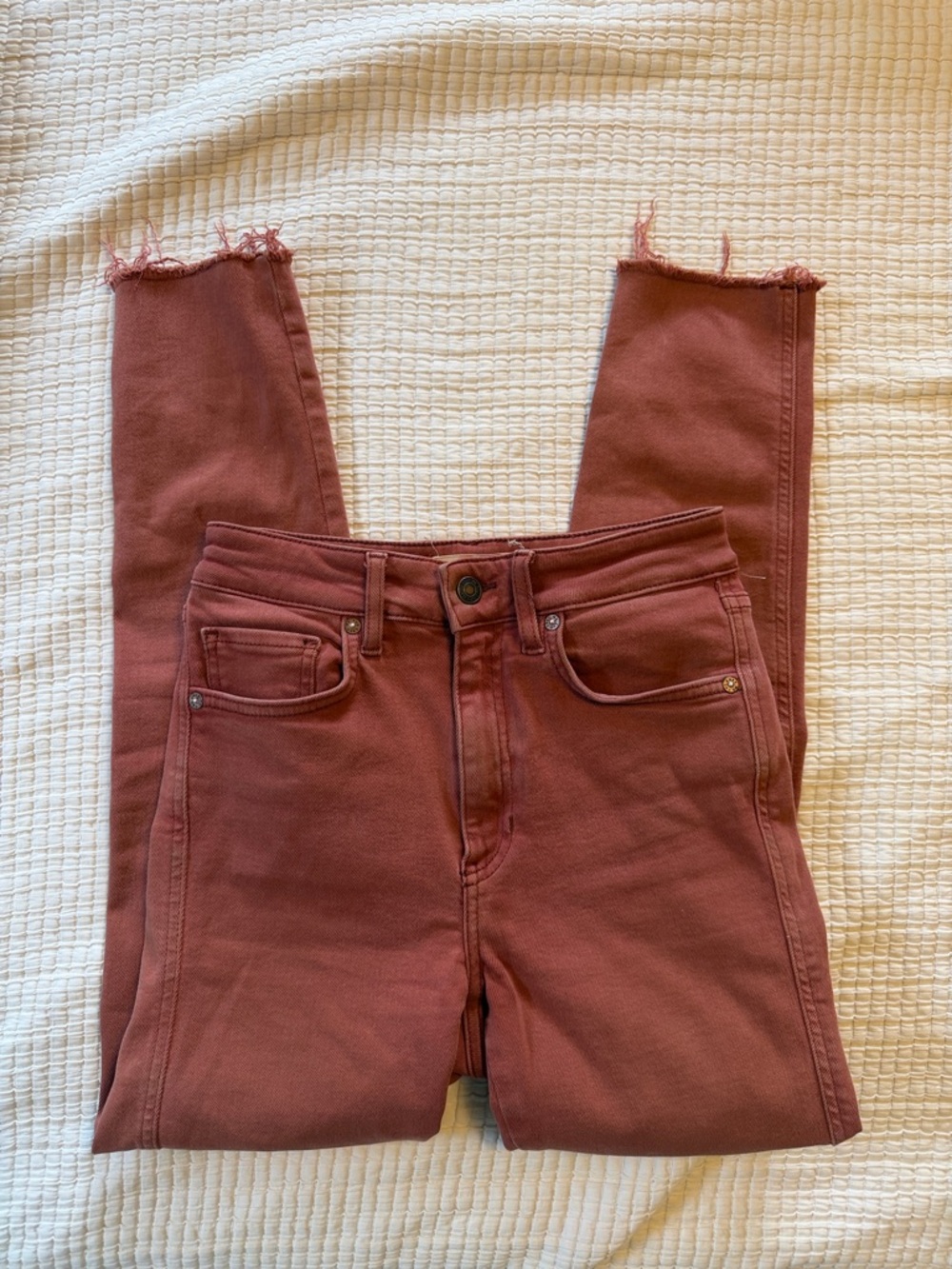Free People Slim High-Rise Skinny Jeans in Rose Clay